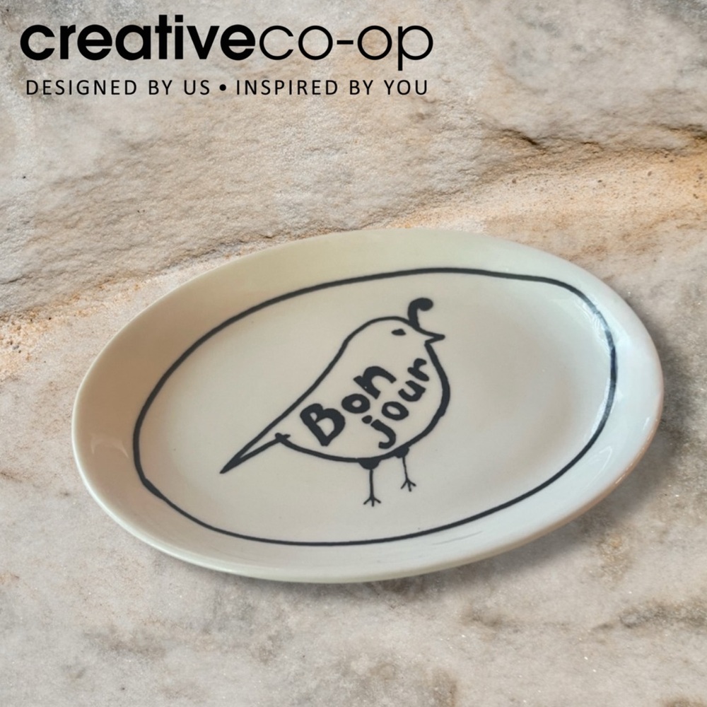Creative Co-Op Bonjour Bird Trinket Dish